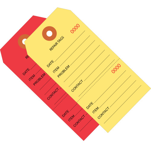 4 3/4 x 2 3/8" Repair Tags Consecutively Numbered (Case of 1000)
