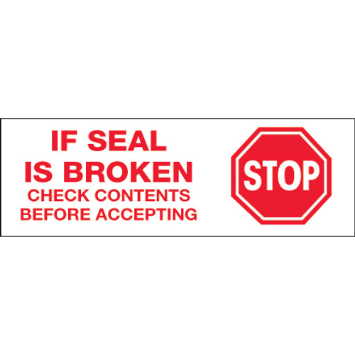 2" x 110 yds. - "Stop If Seal Is Broken"  Tape Logic Messaged Carton Sealing Tape (Case of 6)