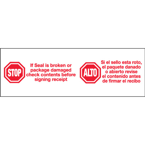 3" x 110 yds. - "Stop / Alto" Tape Logic Messaged Carton Sealing Tape (Case of 24)