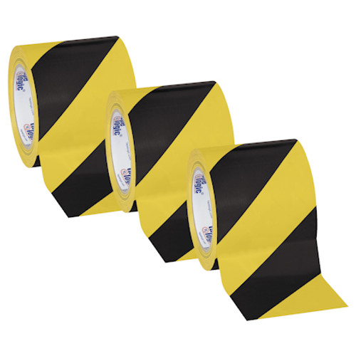 4" x 36 yds.  Tape Logic Striped Vinyl Safety Tape (Case of 3)