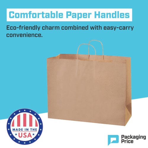 13 x 6 x 15 ¾" Kraft Paper Shopping Bags (250-Pack)