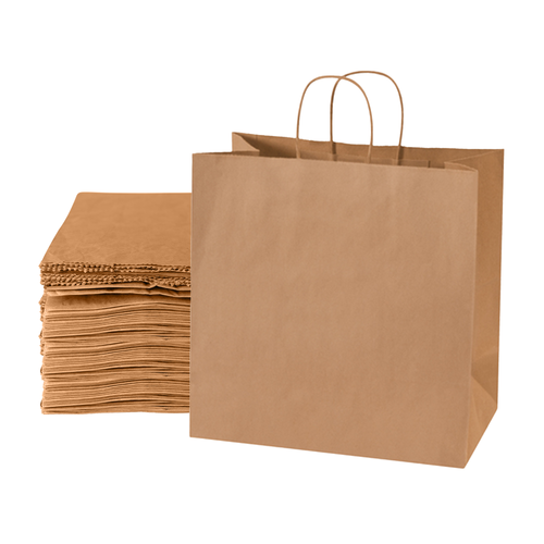 13 x 7 x 13" Kraft Shopping Bags (250-Pack)