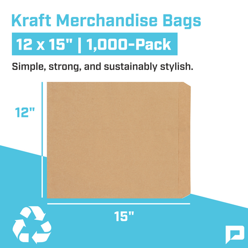 12 x 15" Kraft Flat Merchandise Bags (1000-Pack)