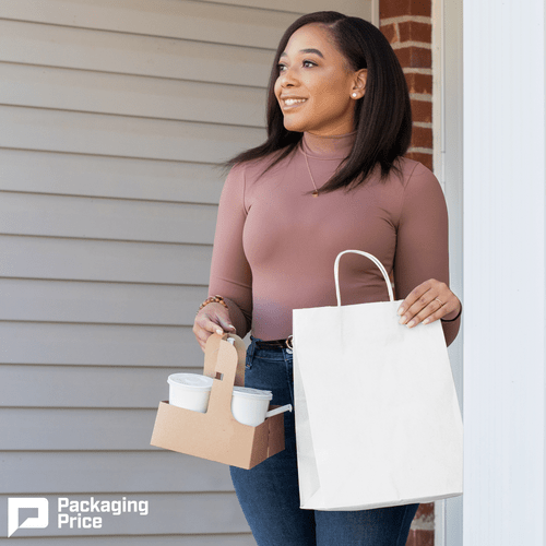 10 x 5 x 13" White Paper Shopping Bags (250-Pack)