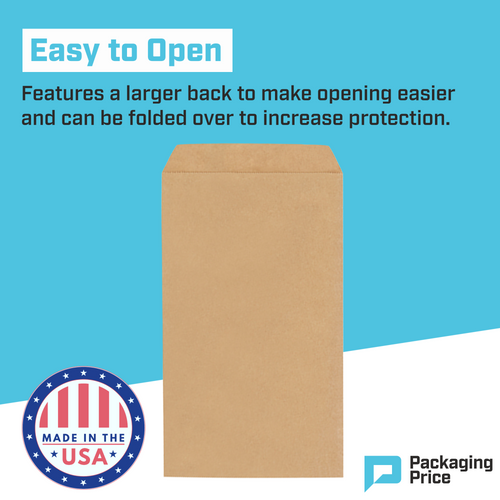 6 ¼ x 9 ¼ " Kraft Flat Merchandise Bags (3000-Pack)
