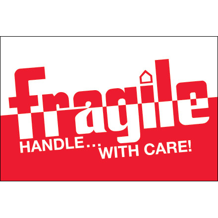 2 x 3" - "Fragile - Handle With Care" Labels (Roll of 500)