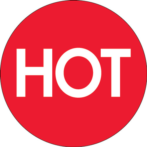 2" Circle - "Hot" (High Gloss) Labels (Roll of 500)