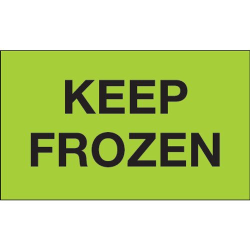 3 x 5" - "Keep Frozen" (Fluorescent Green) Labels (Roll of 500)