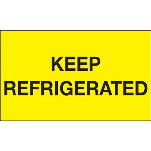 3 x 5" - "Keep Refrigerated" (Fluorescent Yellow) Labels (Roll of 500)