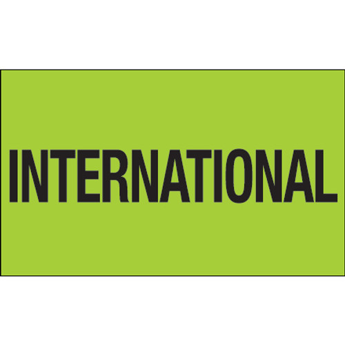 3 x 5" - "International" (Fluorescent Green) Labels (Roll of 500)