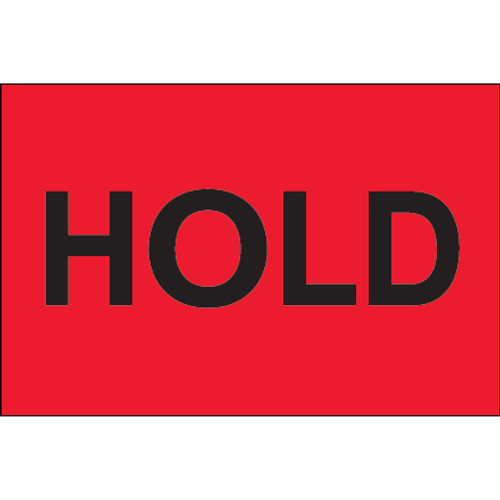 2 x 3" - "Hold" (Fluorescent Red) Labels (Roll of 500)