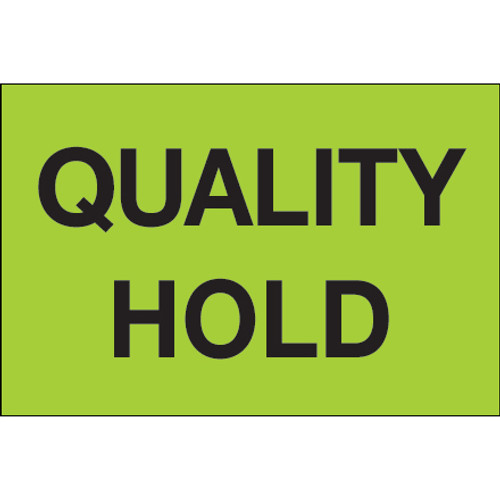 2 x 3" - "Quality Hold" (Fluorescent Green) Labels (Roll of 500)