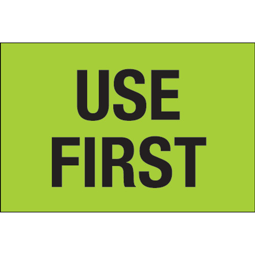 2 x 3" - "Use First" (Fluorescent Green) Labels (Roll of 500)