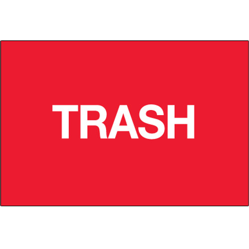 2 x 3" - "Trash" (Fluorescent Red) Labels (Roll of 500)