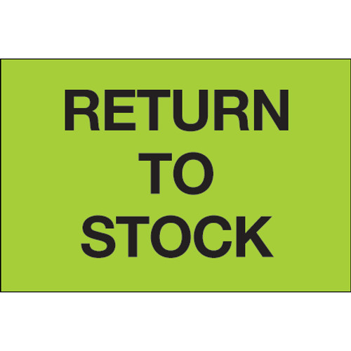 2 x 3" - "Return To Stock" (Fluorescent Green) Labels (Roll of 500)
