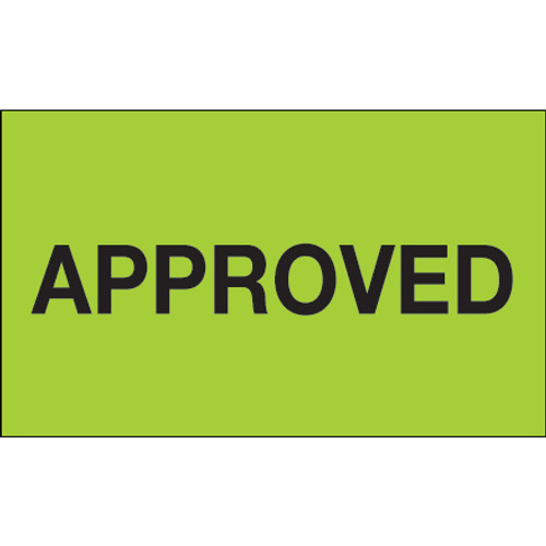 3 x 5" - "Approved" (Fluorescent Green) Labels (Roll of 500)