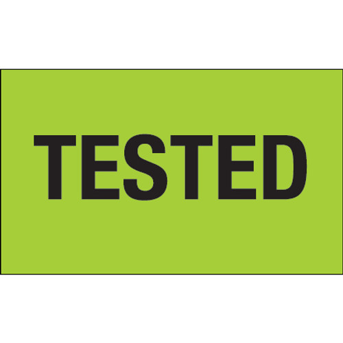 3 x 5" - "Tested" (Fluorescent Green) Labels (Roll of 500)