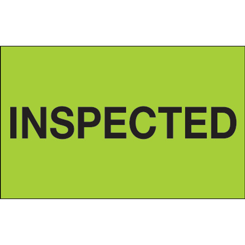 1 1/4 x 2" - "Inspected" (Fluorescent Green) Labels (Roll of 500)