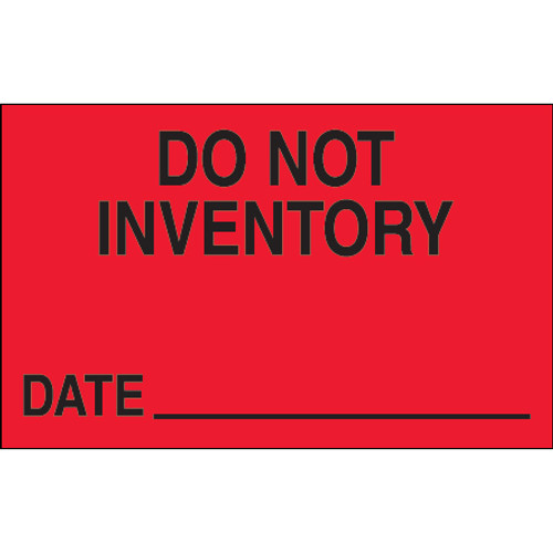 1 1/4 x 2" - "Do Not Inventory - Date" (Fluorescent Red) Labels (Roll of 500)