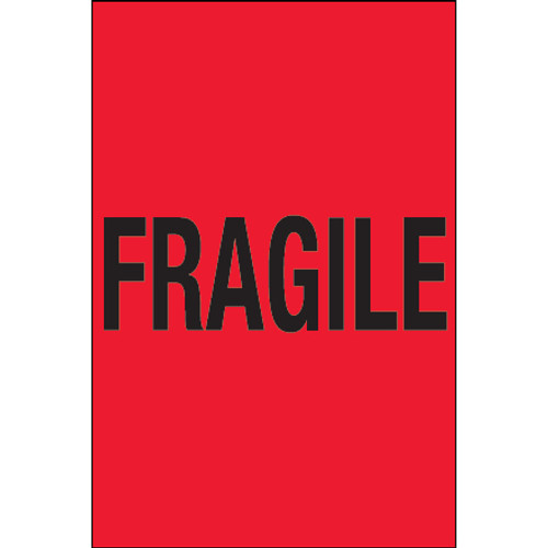 4 x 6" - "Fragile" (Fluorescent Red) Labels (Roll of 500)