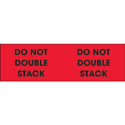 3 x 10" - "Do Not Double Stack" (Fluorescent Red) Labels (Roll of 500)