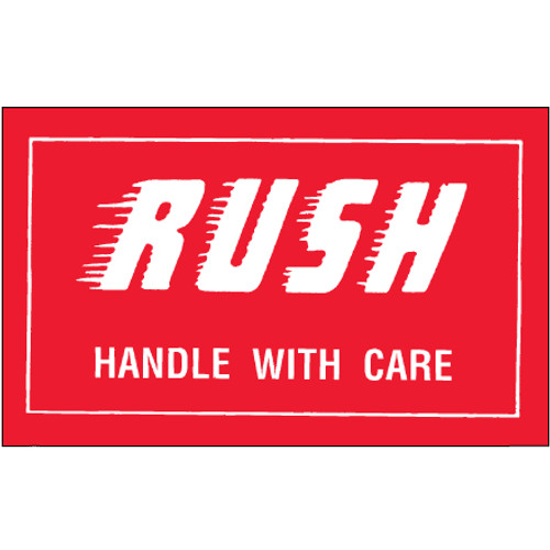3 x 5" - "Rush - Handle With Care" Labels (Roll of 500)