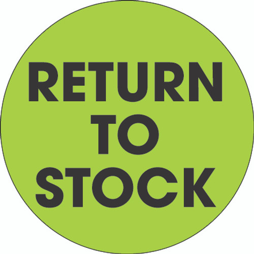 2" Circle - "Return To Stock" Fluorescent Green Labels (Roll of 500)