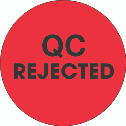 2" Circle - "QC Rejected" Fluorescent Red Labels (Roll of 500)