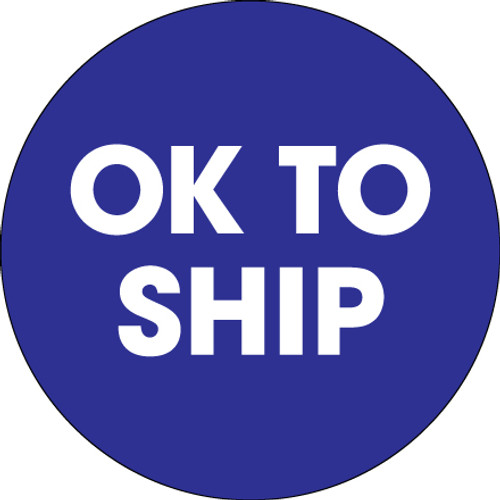 2" Circle - "OK To Ship" Blue Labels (Roll of 500)