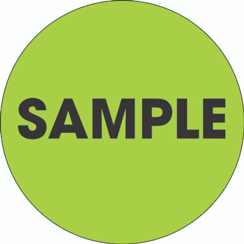 2" Circle - "Sample" Fluorescent Green Labels (Roll of 500)
