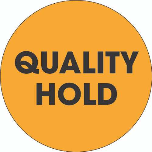 2" Circle - "Quality Hold" Fluorescent Orange Labels (Roll of 500)