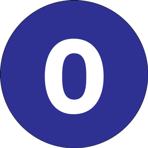 4" Circle - "0" (Dark Blue) Number Labels (Roll of 500)