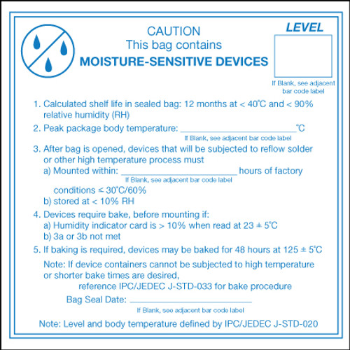 4 x 4" - "Caution Moisture Sensitive Devices" Labels (Roll of 500)