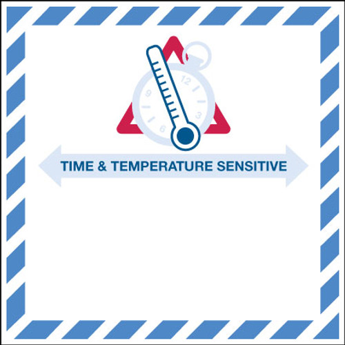 4 1/4 x 4 1/4" - "Time And Temperature Sensitive" Label (Roll of 500)
