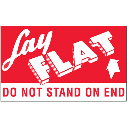 3 x 5" - "Lay Flat - Do Not Stand On End" Labels (Roll of 500)