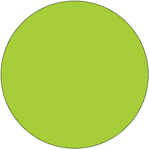 1 1/2" Circles - Fluorescent Green Removable Labels (Roll of 500)