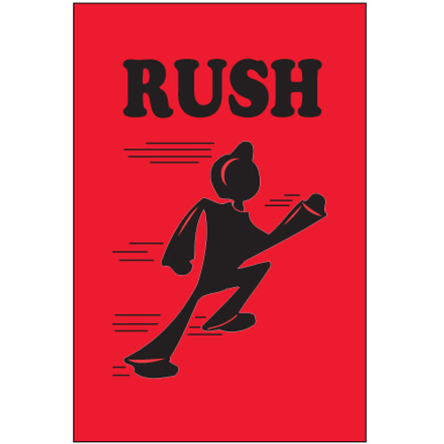 4 x 6" - "Rush" (Fluorescent Red) Labels (Roll of 500)