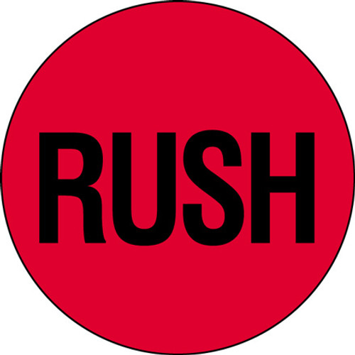 2" Circle - "Rush" (Fluorescent Red) Labels (Roll of 500)