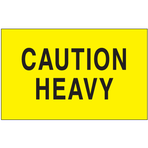 3 x 5" - "Caution - Heavy" (Fluorescent Yellow) Labels (Roll of 500)