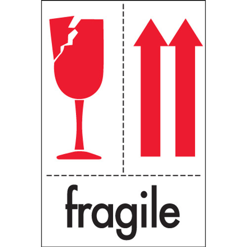 4 x 6" - "Fragile" Labels (Roll of 500)