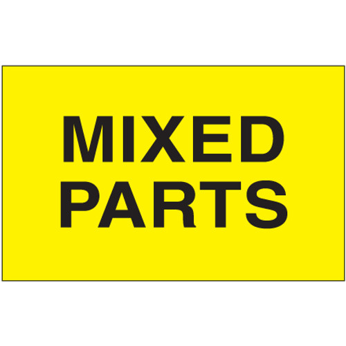 3 x 5" - "Mixed Parts" (Fluorescent Yellow) Labels (Roll of 500)