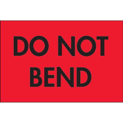 2 x 3" - "Do Not Bend" (Fluorescent Red) Labels (Roll of 500)