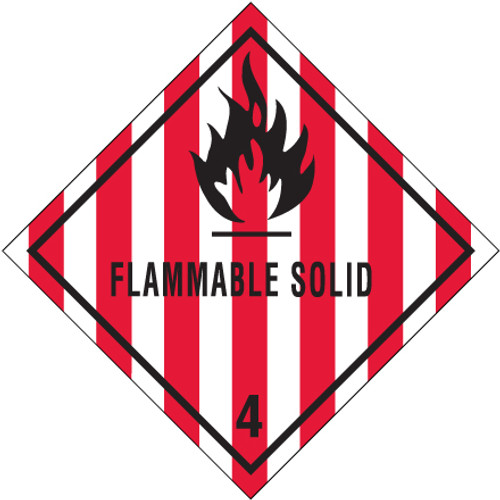 4 x 4" - "Flammable Solid - 4" Labels (Roll of 500)
