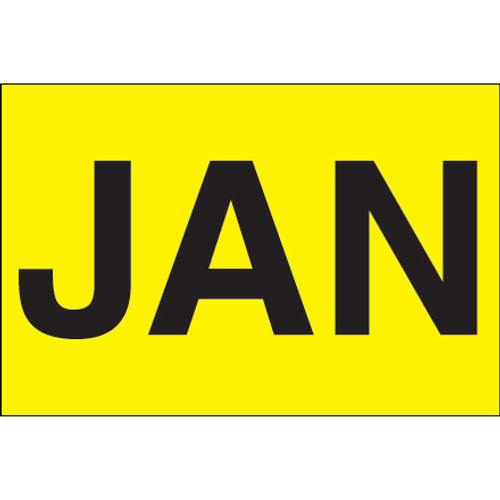 2 x 3" - "JAN" (Fluorescent Yellow) Months of the Year Labels (Roll of 500)