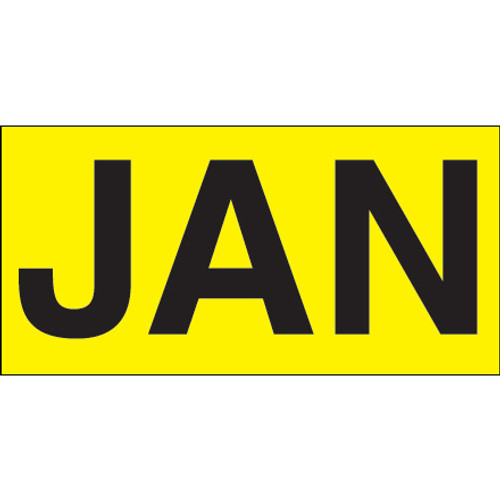 3 x 6" - "JAN" (Fluorescent Yellow) Months of the Year Labels (Roll of 500)