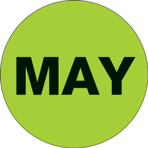 2" Circle - "MAY" (Fluorescent Green) Months of the Year Labels (Roll of 500)
