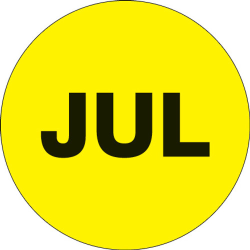 2" Circle - "JUL" (Fluorescent Yellow) Months of the Year Labels (Roll of 500)