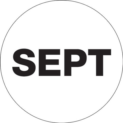 2" Circle - "SEPT" (White) Months of the Year Labels (Roll of 500)