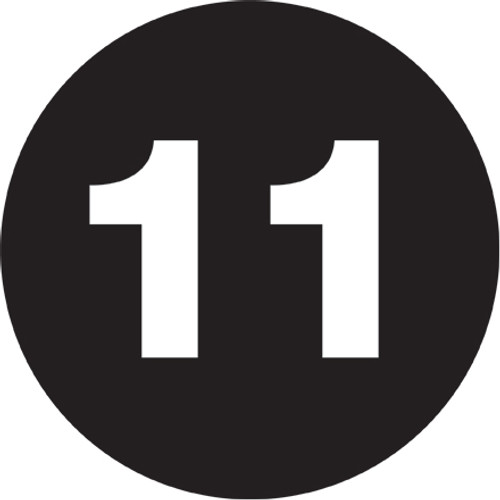 2" Circle - "11" (Black) Number Labels (Roll of 500)