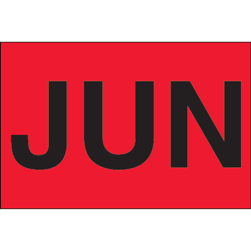 2 x 3" - "JUN" (Fluorescent Red) Months of the Year Labels (Roll of 500)